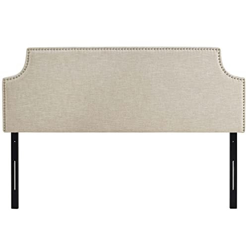 Modway Laura Linen Fabric Upholstered Queen Size Headboard With Nailhead Trim In Beige #TOP3