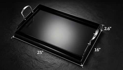 Updated 25" x 16" Cast Iron Griddle for Gas Grill, Nonstick Nanoceramic Stove Top Griddle for Gas Stove, Pre-Seasoned Flat Top Plate Insert for Outdoor Gas Grill, Camping, Tailgating, Parties by QuliMetal - Used condition - Image 2