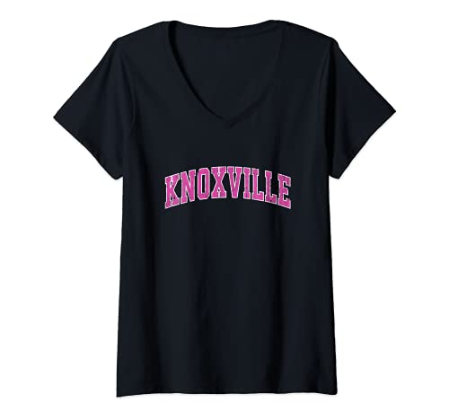 Mujer Knoxville Tennessee TN Vintage Sports Design Rosa Diseño Camiseta Cuello V