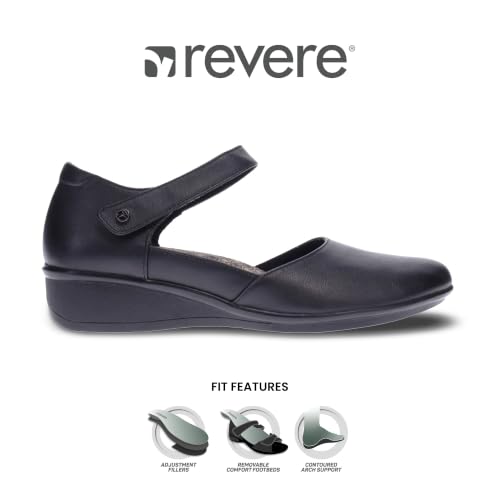 Image of Revere Osaka Mary-Jane Shoes for Women Orthopedic Perforated Wedge Flats with Arch Support, Comfortable Shoes for Medium & Wide Fit