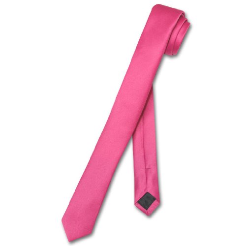Vesuvio Napoli Narrow NeckTie Extra Skinny HOT PINK FUCHSIA Thin 1.5