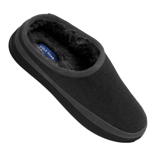 Cole Haan Cole Haan Men’s Indoor-Outdoor Clogs - Soft Slip-On Slippers, Cushioned Insole, Wool Upper, Durable No-Slip Sole Comfortable Fit, Charcoal Heather, Medium