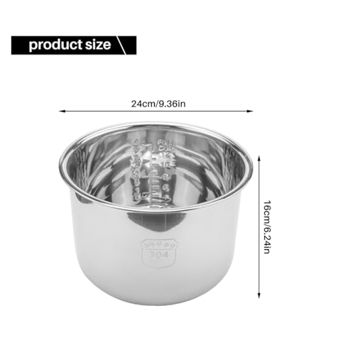 6L Replacement Inner Pot For Pressure Cooker &ndash; Stainless Steel Cooking Pot With Lid, Compatible With Electric & Stovetop Models, Non-Stick & Easy To Clean