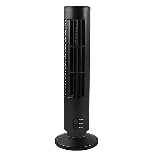 Tower Fan, Bladeless Fan Oscillating Tower Stand for Bedrooms, Living Rooms, Kitchen, 2 Speed, 13 Inch (Black), Summer