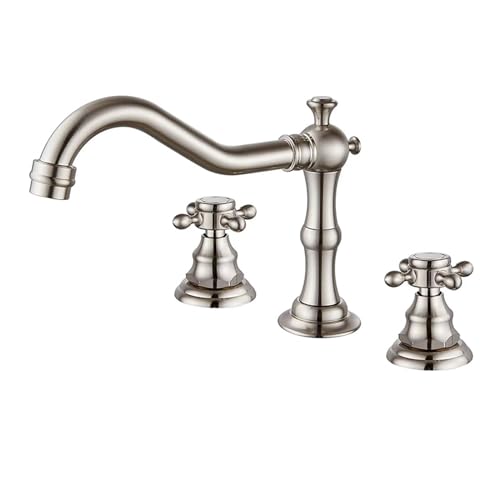 Mélangeur de lavabo contre la corrosion, robinet 3 trous en laiton durable or ZH1YFD