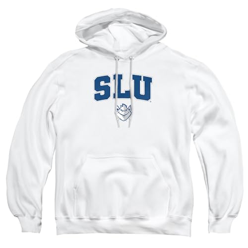 Saint Louis University Arch Logo Secondary Adult Pull-Over Hoodie, White, S