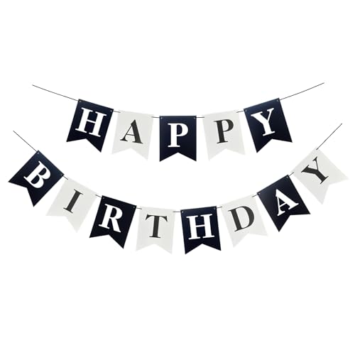 Soccer Black White Happy Birthday Banner, Football Birthday Banner for Boys Girls Birthday Party Decorations, Swallowtail Flag Happy Birthday Bunting Sign