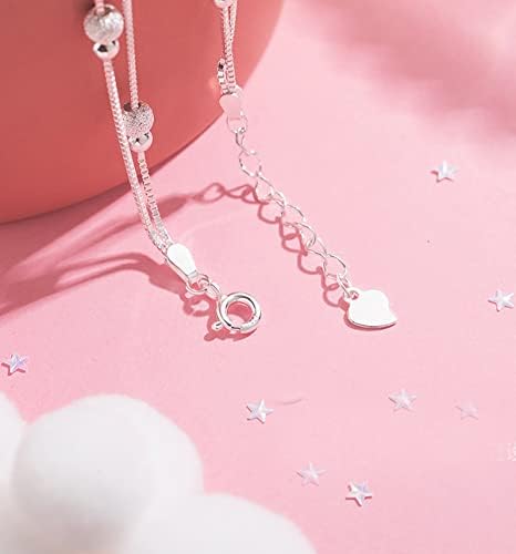 baobei Mini Stars Beaded Charm silver Bracelets for Women jewellery Sterling Box Chain Double Layered Bracelet Adjustable Link lucky Cosmic gift Girls (baobeix-0001)