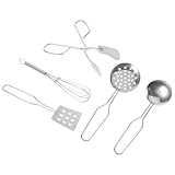 GARVALON Kinderküchen Spielset Kleiner Kochutensilien aus Kunststoff 5 Stück Küchenzubehör für Jungen und Mädchen Realitätsnahes Küchenspielzeug für Kleinkinder