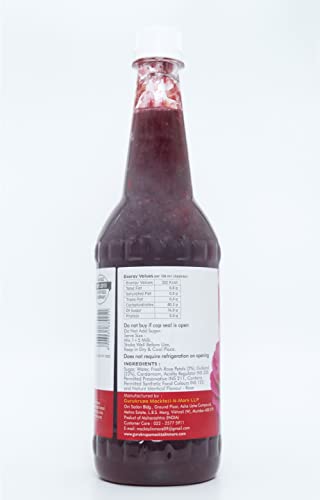 Image of RK HOME MADE NATURAL SYRUP Gulab Gulkand Syrup Concentrate Syrup & Squash 750ML | Gluten Free, 100% Vegan, Low Fat | Rose Flavoured Refreshing Drink for Home, Party & Summer Beverages