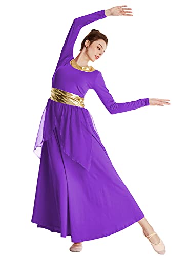 Robe liturgique violette avec ceinture métallique pour femme en taille XXL