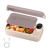Timasser Elektrische Lunchbox 900ml Beheizbare Lunchbox mit 7200mAh Akku Electric Lunch Box aus Edelstahl Heatsbox Erwachsene mit Timer-Heizfunktion für Büro Picknick Auto Außenbereich (A)
