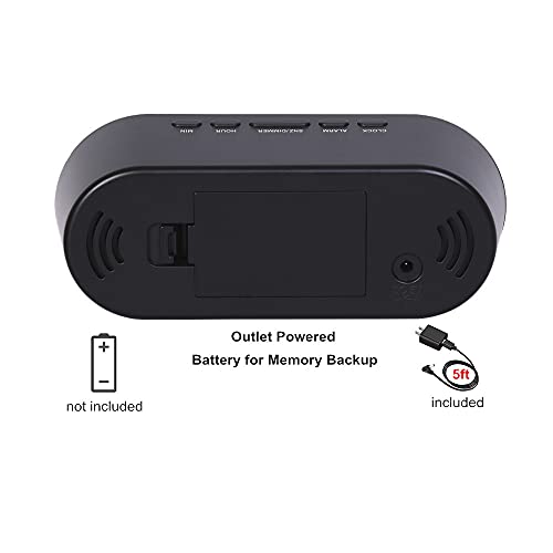 Famicozy Simple Easy To Use Digital Alarm Clock,Small Compact,Auto Dim At Night And 6 Manual Brightness Adjustments,Mains Powered,Crescendo Alarm With Snooze,12/24Hr,Black #TOP3
