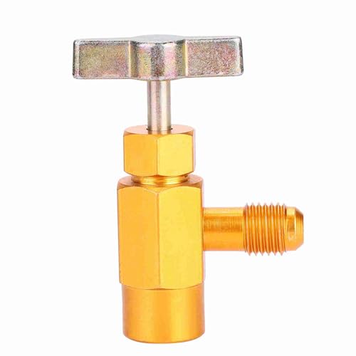 Válvula de bronce para refrigerante AC Greensen con cuerpo de aluminio, rosca SAE 1/4", compatible con R134a y R12, con válvula de seguridad integrada miniatura 5