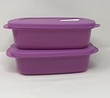 Tupperware Crystalwave Rectangle Microwave 2 Pc Set 4cup / 1l - Purple