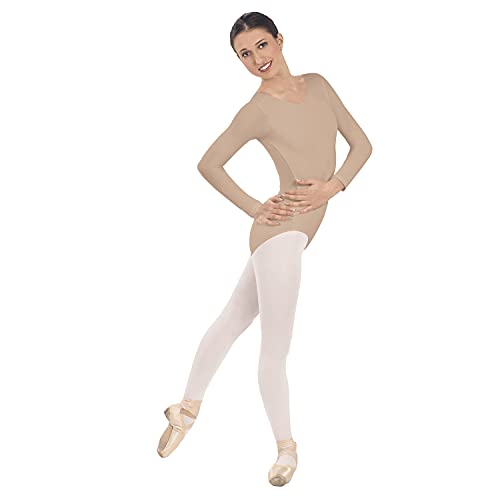 EUROTARD Womens Long Sleeve Leotard with Cotton Lycra 10265 (NUDE, X-SMALL)