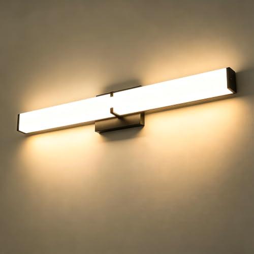 Image of 32Inch 36W Modern Black Bathroom Light Fixtures 3200 Lumens 5CCT
