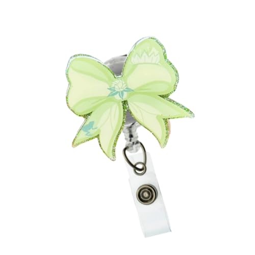 Princess Frog Coquette Bow Badge Reel - Handmade Retractable Tiana-Inspired ID Holder, Made to Order Badge Clip for Nurses, Teachers, Healthcare Workers