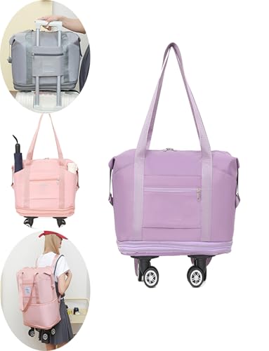 Expandable Waterproof Travel Duffel Bag with 360° Spinner Wheels, Sports & Swimming Bag with Dry & Wet Compartment4