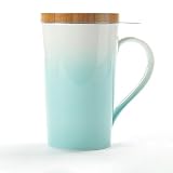 TEANAGOO M066-G Tea Cup with Filter and Lid, 18 OZ, Green, Mom Dad Women with Infuser, Mug Steeper M