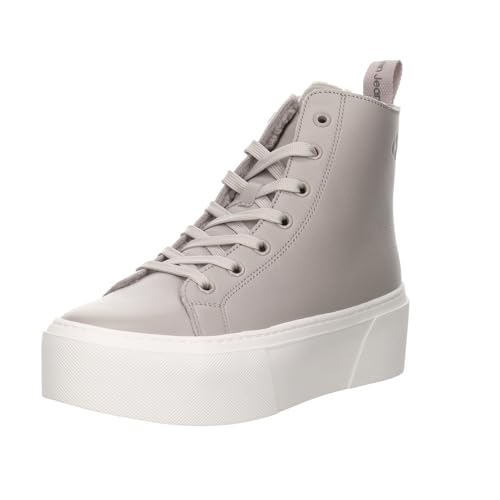Calvin Klein Jeans Mujer Sneaker con suela cupsole Cupsole Flatform Mid Zapatillas, Beige (Porpoise), 39 EU