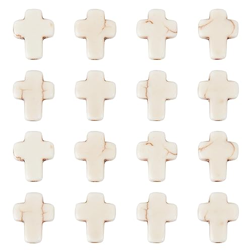 SUNNYCLUE 1 Caja 200 Piezas Cruz Blanca Perlas Turquesa Sintética Pequeñas Semipreciosas Piedra Espaciadoras Sueltas para la Fabricación de Joyas Kit de Abalorios Pulseras