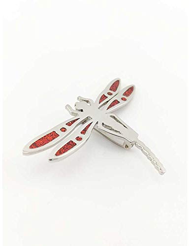 Complementos María Manuela - Broche libélula rojo - Prendedor alfiler pasador alfiler accesorio - Regalo complemento mujer - Fabricado de manera artesanal en España - Acero Inoxidable 316 anticorrosiv Cover