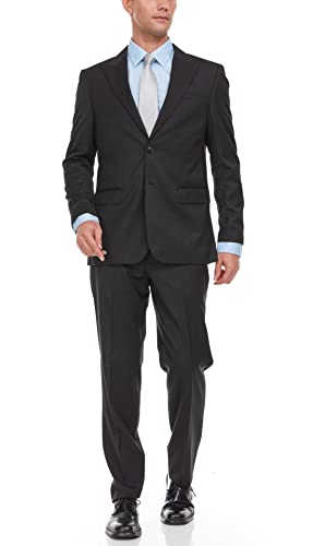 Men's Luxury Tailored Modern Fit 2-Piece Single Breasted 100% Wool Peak Lapel Suit