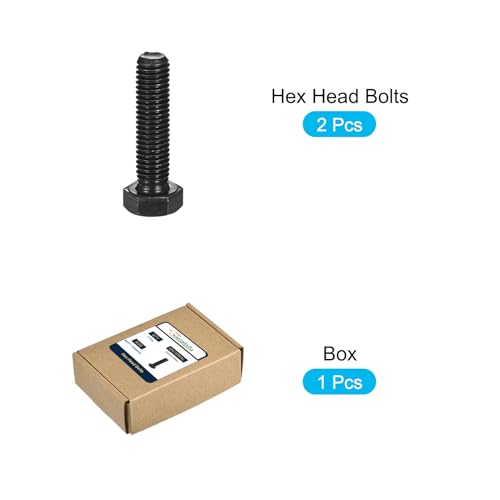 Image of METALLIXITY Hex Bolts (M10-1.5x40mm) 2Pcs, Carbon Steel Fully Threaded Black Oxide, Coarse Thread UNC Hex Head Screw Bolt - for Furniture Repair