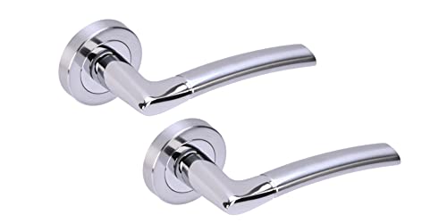Image of Hunta HANDLEZONE® Neemo Lever On Round Rose Door Handles, Internal Passage Latch Handles, 1 Set - Dual Finish Polished/Satin Chrome