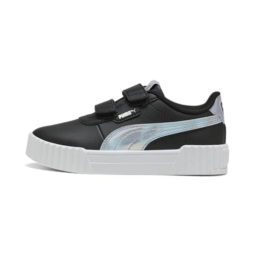 PUMA Unisex-Child Carina Hook and Loop Shoes, Black-Cool Blue AH25, Little Kid 1