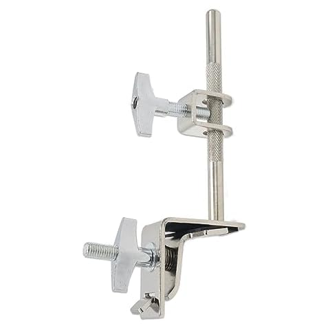 CashBeat Silver Adjustable Standard Drum Cowbell Mount, Cowbell Holder Percussion Accessory with Parallel Action Jaws, Ideal for Bass Drum Hoop Up or Down Adjustment, Essential Drummer Drum Hardware Cover