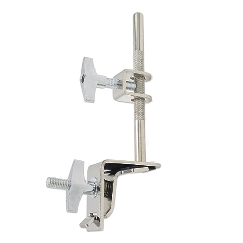 CashBeat Silver Adjustable Standard Drum Cowbell Mount, Cowbell Holder Percussion Accessory with Parallel Action Jaws, Ideal for Bass Drum Hoop Up or Down Adjustment, Essential Drummer Drum Hardware