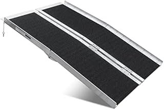 Non Skid Portable Wheelchair Ramp Multi Fold 4FT, BASYNOL Aluminum Foldable Mobility Scooter Ramp, Suitcase with Handle, Holds Up to 600lbs, for Home, Steps, Stairs, Doorways,Curbs