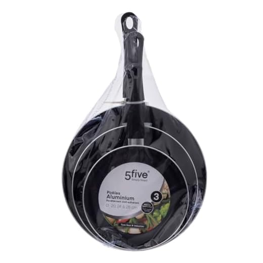 Five - Lot de 3 Poêles en Aluminium revêtement Anti-adhérent D 20 D 24 et D 28 cm Tous Feux y Compris Induction