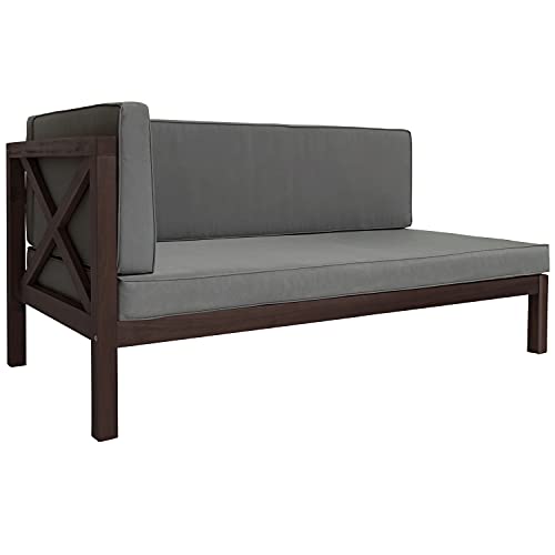 Merax 4-Piece Outdoor Sectional Seating Group With Gray Cushions And Table X-Back Sofa Set, Wood Patio Backyard Conversation Sofa Set #TOP3