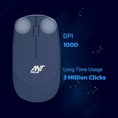 Ant Value FKBRI05 Wireless Keyboard Mouse Combo - 2.4Ghz Aesthetic Quiet Keyboard and Mouse Wireless - 104 Keys Full Size Ultra-Thin Keyboard for Laptop, Computer, PC, Notebook, Windows, Mac OS (Blue) view 2