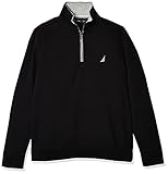 Nautica - Sudadera de Forro Polar con Cierre de 1/4 para Hombre, Negro (True Black), X-Large