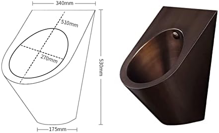 Urinal Wall-Hung Toilet, Wall-Mounted Male Urinal Induction Drainage Public Toilet Urinal Small Vertical Toilet, Suitable for Families, Hotels,Brown-A