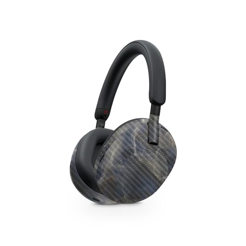 Image of MightySkins Carbon Fiber Skin Compatible with Sony WH-1000XM5 Headphones - Stormy Marble | Protective, Durable Textured Carbon Fiber Finish | Easy to Apply