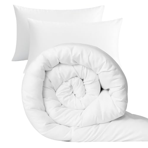 Super King Duvet 13.5 Tog with 2 Pillows | Breathable Duvets for Summer Hot Nights Comfort | Anti-allergy Duvet with Hollowfibre Fill | Hypoallergenic UK-Made Quilt (15 Tog + 2 Pillows, Double)