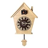 Orologio a pendolo retrò in legno, orologio a cucù vintage con suoneria, al quarzo, alimentato a batteria, modalità notturna per casa, soggiorno, cucina, ufficio, arredamento