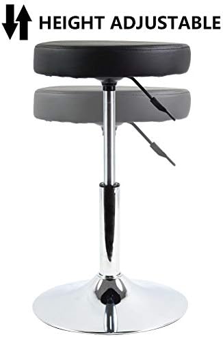 FURWOO PU Leather Round Barber Shop Stool Height Adjustable Swivel Workshop Barber Shop Home Kitchen Short Bar Stools without Backrest Stool (Black)