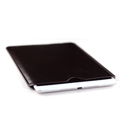Cuero sintético iPad 9.7, iPad Pro 9.7, iPad Air Sleeve de Dockem; Estuche para tableta ejecutivo delgado, simple y profesional, cubierta de bolsa protectora de cuero sintético básica marrón oscuro forrada de fieltro
