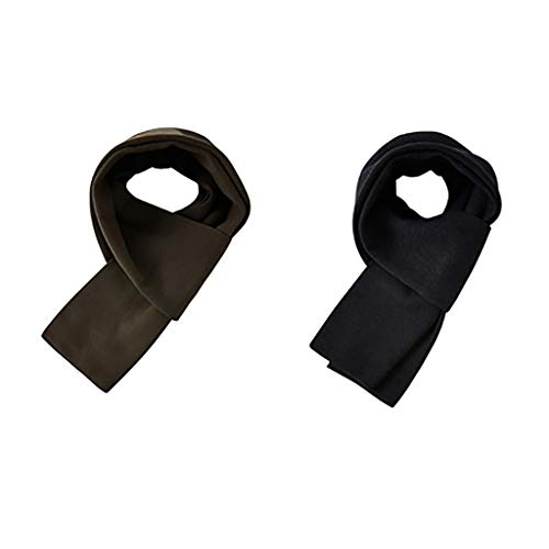 Scarves Premium Wool Scarf Set Men Winter Solid Colors Scarves Luxurious Cashmere Feel Warm Soft Classic Elegant Scarf for Neck (Color : Black+Green)