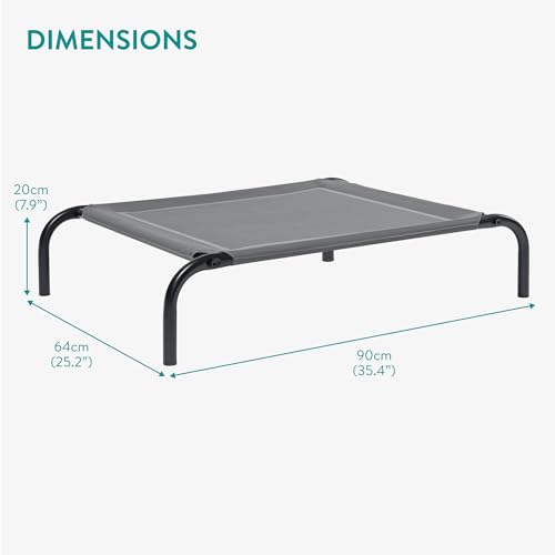 Navaris erhöhtes Hundebett mit Kühlungseffekt 90x64x20cm - Outdoor Hundeliege für Katzen und mittelgroße Hunde - Garten Haustierliege erhöht - Grau