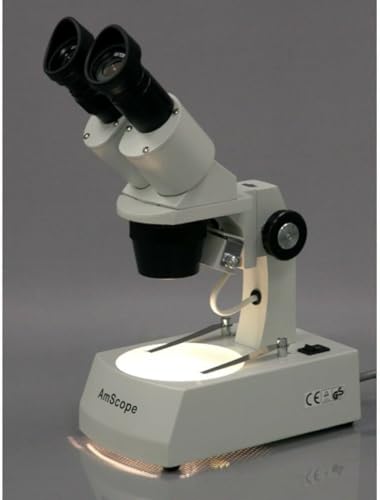 Image of AmScope SE305R-A-E Digital Forward-Mounted Binocular Stereo Microscope, WF10x Eyepieces, 10X /30X Magnification, 1X and 3X Objectives, Upper and Lower Halogen Light Source, Arm Stand, 120V, Includes 0.3MP Camera and Software