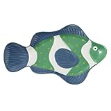 Assiettes de service en céramique - ce plat en céramique peut être utilisé pour la salade, le dessert, le steak, les pâtes, parfait pour une utilisation quotidienne et au restaurant, assiette en forme de poisson