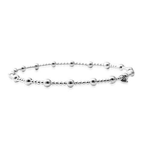 Station Bead Stylish Bracelet 925 Sterling Silver Fashion Jewelry for Women Stretchable