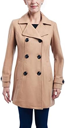 Anne Klein womens Classic Double-breasted Pea Coat, Camel, Large US